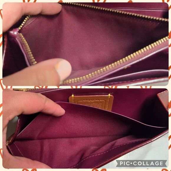 Coach Signature Coated Canvas & Calf Leather Envelope Style Chain Wallet. 72795 - Picture 7 of 9